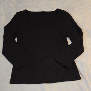 Women's  Black Square Neck Top